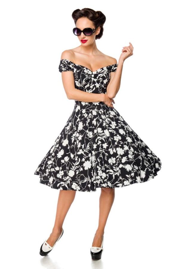 robe à épaules dénudées - noir/blanc - L-Belsira – Image 2