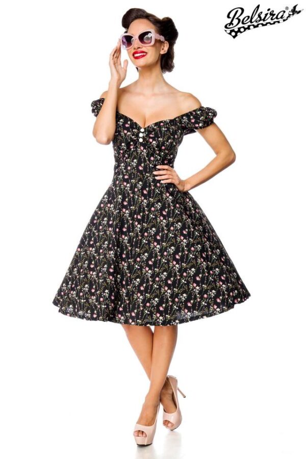 robe à épaules dénudées - noir/rose - 4XL-Belsira