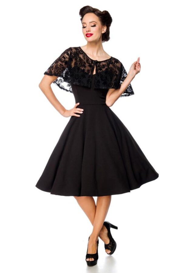 Robe rétro avec cape - noir - L-Belsira – Image 2