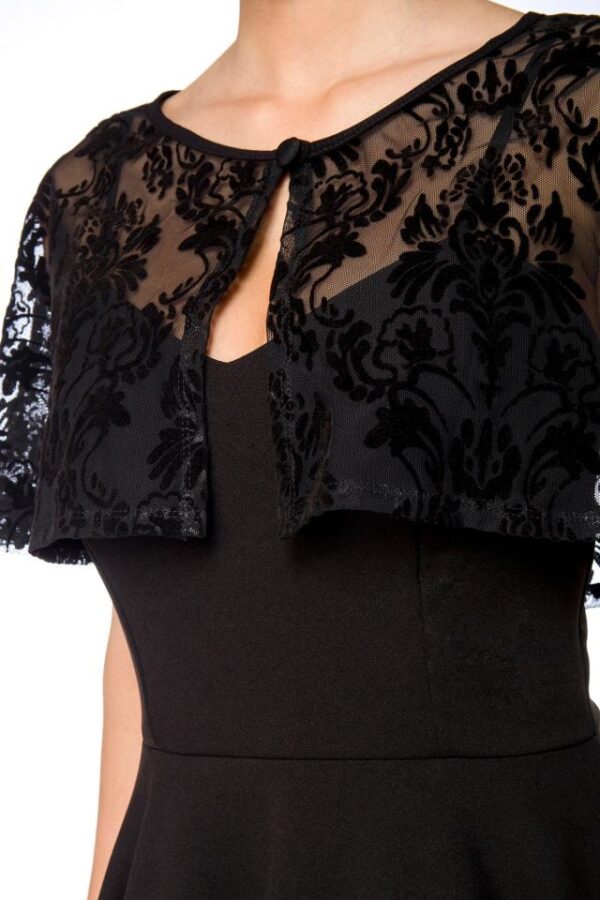 Robe rétro avec cape - noir - L-Belsira – Image 4