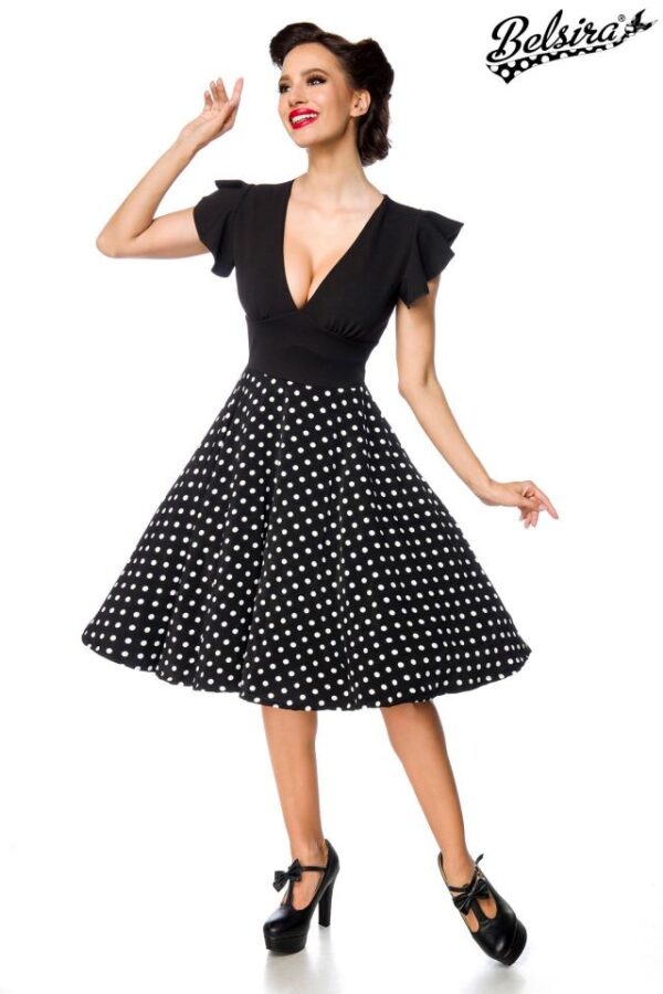 robe rétro élégante - noir/blanc - S-Belsira
