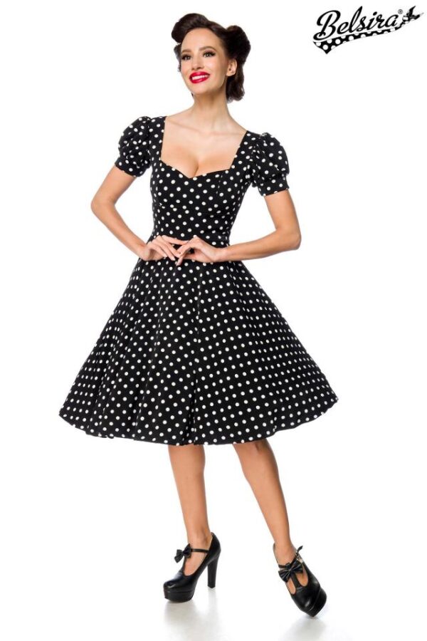 Robe à manches bouffantes - à pois - L-Belsira