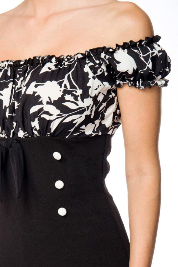 haut à épaules dénudées - noir/motif - XS-Belsira – Image 4