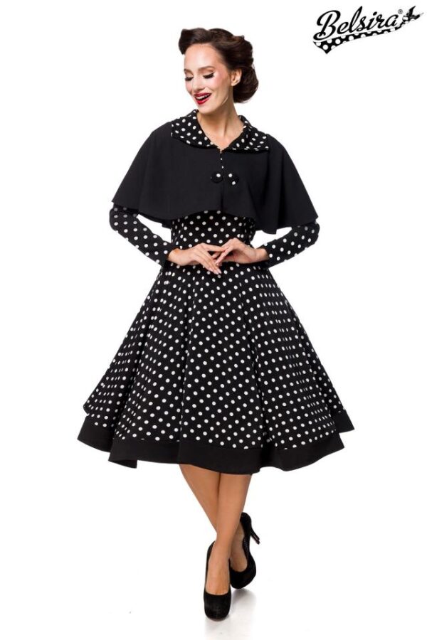 Robe trapèze avec cape - noir - S-Belsira