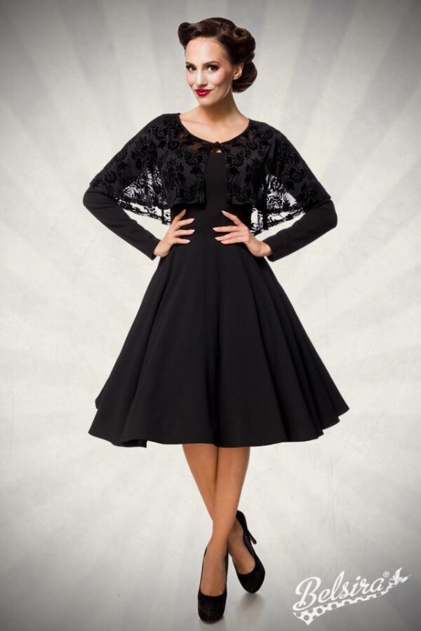 Robe Rétro avec Cape - noir - S-Belsira – Image 4