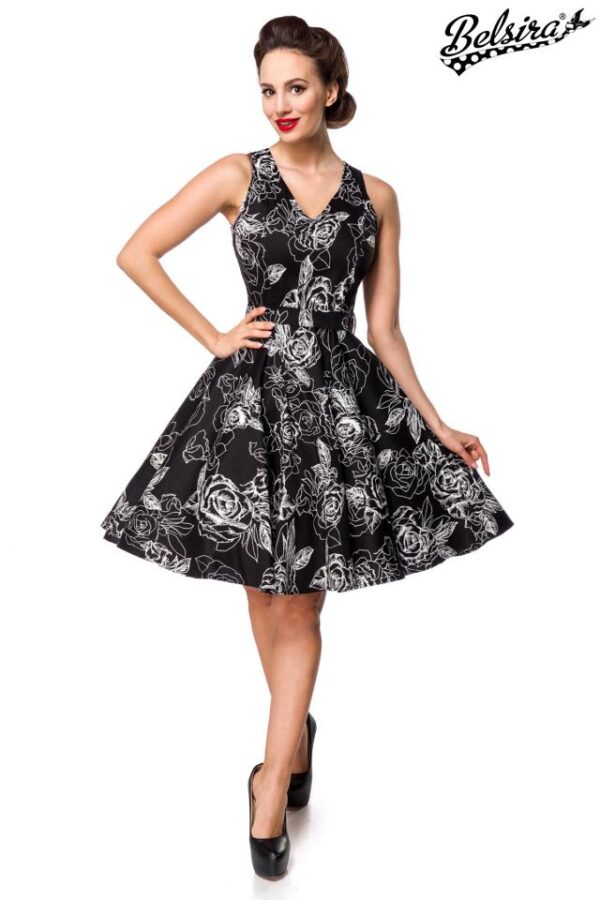 Robe à Fleurs - noir/blanc - 3XL-Belsira