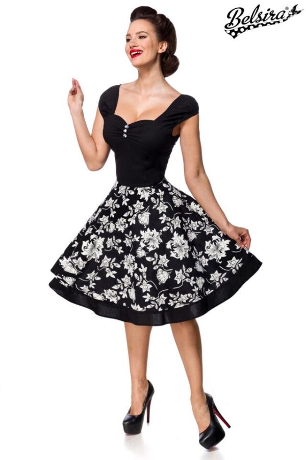 Robe à Fleurs - noir/blanc - S-Belsira