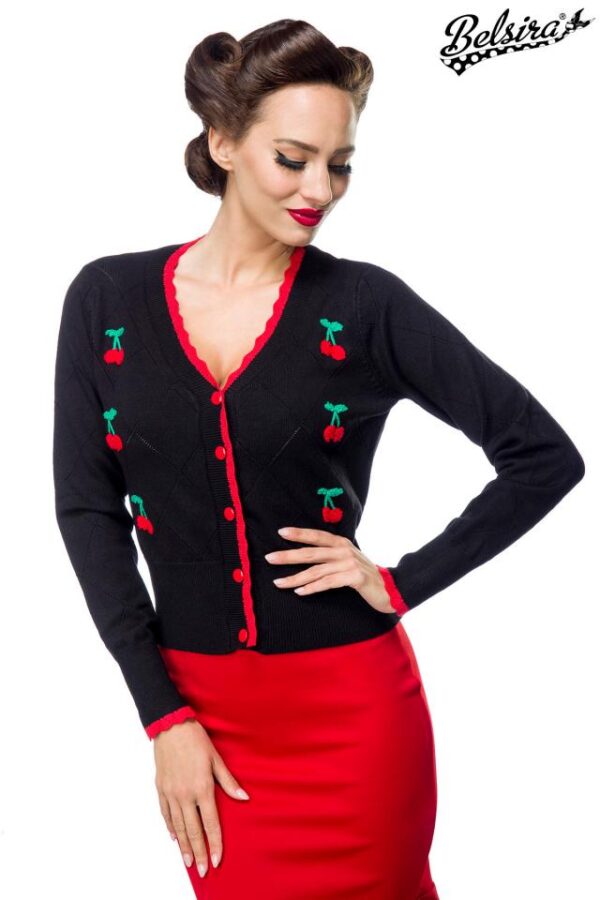 Cardigan avec cerises - noir - S-Belsira
