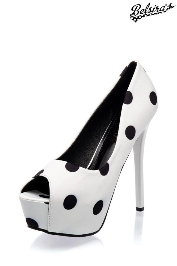 Escarpins à bout ouvert - blanc/noir -39-Belsira