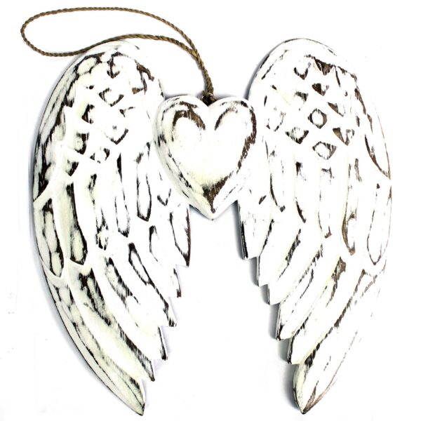Aile et cur d'ange double Fabrication à la main - 24 cm- Vendu par 1