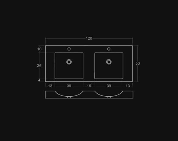 Vasque double en pierre Goult - 120 x 50 x 10 - Charmot Doré Adouci - COMPTOIR DES PIERRES – Image 4