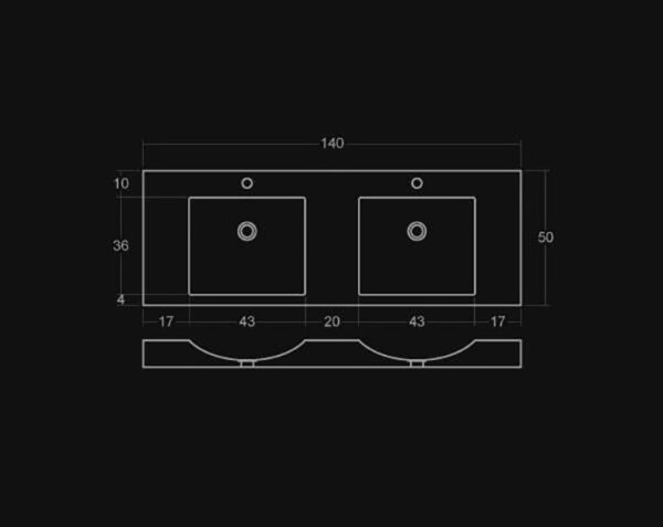 Vasque double en pierre Goult - 140 x 50 x 10 - Comblanchien Clair Adouci - COMPTOIR DES PIERRES – Image 3