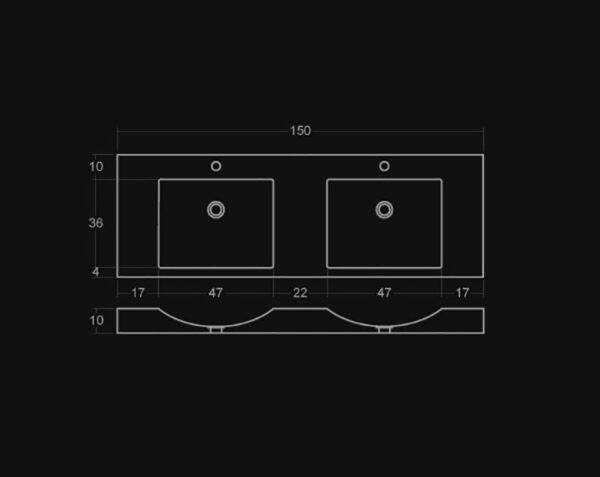 Vasque double en pierre Goult - 150 x 50 x 10 - Comblanchien Clair Adouci - COMPTOIR DES PIERRES – Image 3