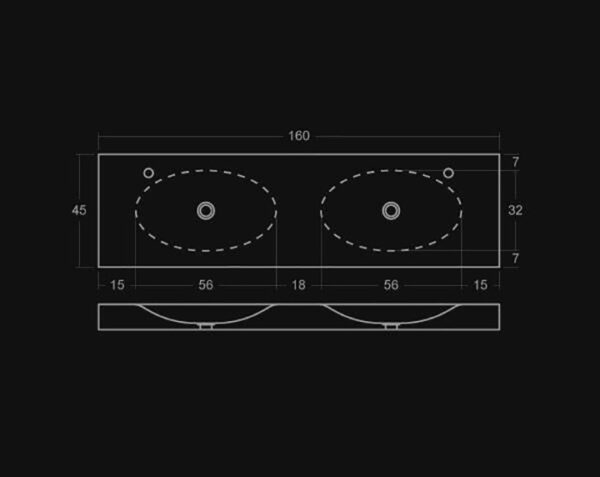 Vasque en pierre Nuits double - 160 x 45 x 10 - Comblanchien Clair Adouci - COMPTOIR DES PIERRES – Image 4