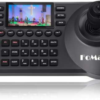 Contrôleur PTZ FoMaKo PoE NDI Contrôleur de caméra PTZ Aperçu de l'écran LCD 3", Contrôleur PTZ à joystick 4D pour l'éducation en direct du service religieux, Visca PELCO D/P RS232 RS485, Noir (KC608 Pro) - KC-608 Pro
