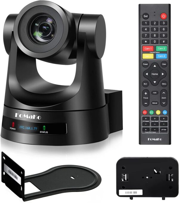 Caméra PTZ FoMaKo HDMI 20x Zoom optique 3G-SDI Caméra de diffusion en direct IP, couleurs réalistes, prise en charge PoE, caméra PTZ HDMI pour services religieux, culte, éducation vMix OBS Wirecast (noir) FMK20SDI Pro - FMK20SDI Pro