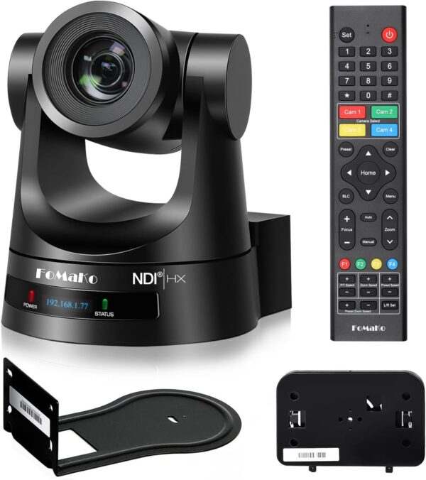 Caméra NDI FoMaKo 20X Zoom optique NDI PTZ Caméra HDMI 3G-SDI IP Caméra PTZ en direct pour les événements éducatifs de culte de l'église, PoE 1080P 60FPS (KN20A Noir) - KN20A Pro