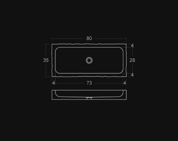 Vasque en pierre Uzès - 80 x 35 x 10 - Charmot Doré Adouci - COMPTOIR DES PIERRES – Image 4