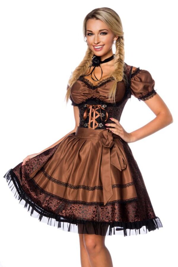 Dirndl premium avec chemisier - marron/noir - 2XL-Dirndline – Image 2