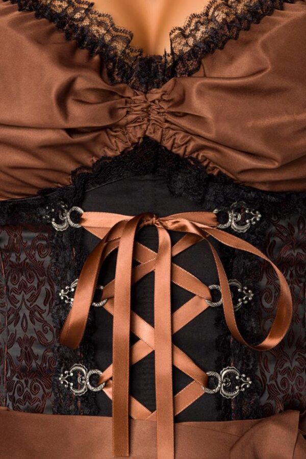 Dirndl premium avec chemisier - marron/noir - 2XL-Dirndline – Image 4