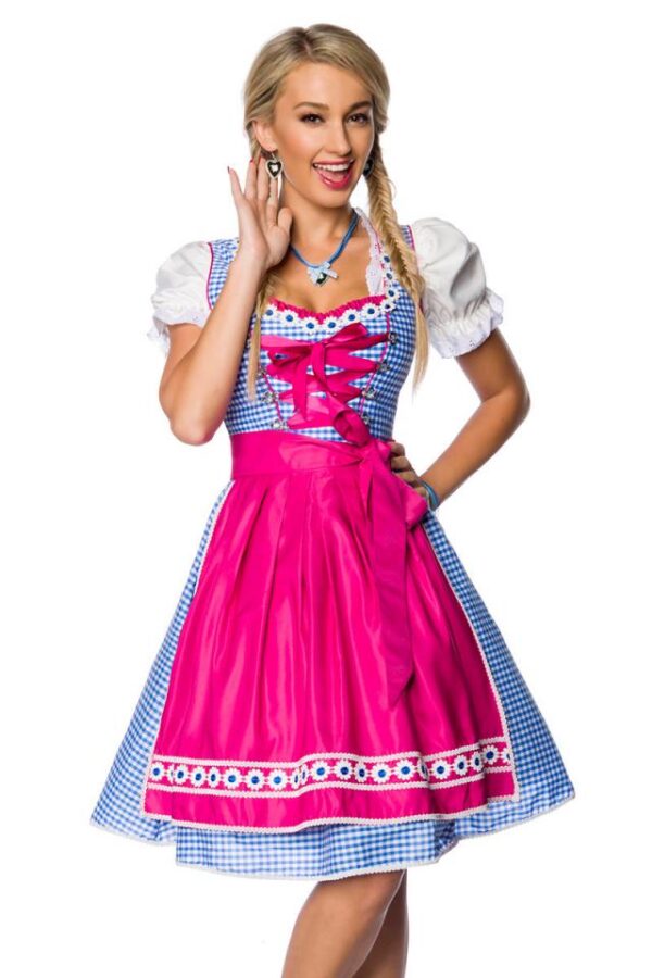 Dirndl traditionnel - rose/bleu/blanc - S-Dirndline – Image 2