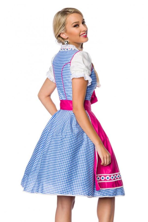 Dirndl traditionnel - rose/bleu/blanc - S-Dirndline – Image 3