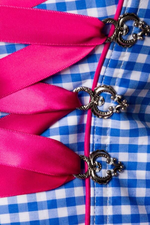 Dirndl traditionnel - rose/bleu/blanc - S-Dirndline – Image 4
