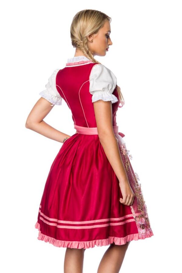Dirndl premium avec broderie - rose/rouge - 2XL-Dirndline – Image 3