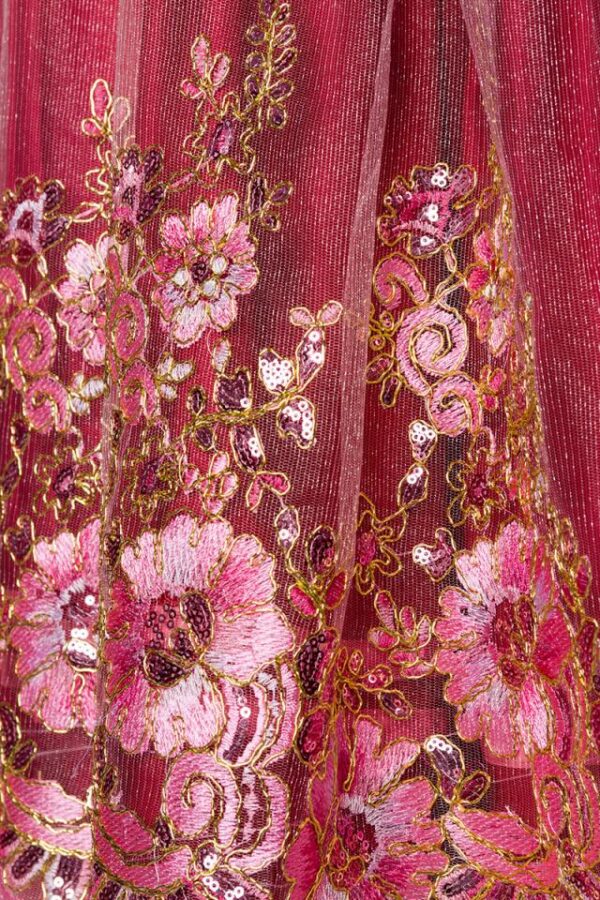 Dirndl premium avec broderie - rose/rouge - 2XL-Dirndline – Image 4