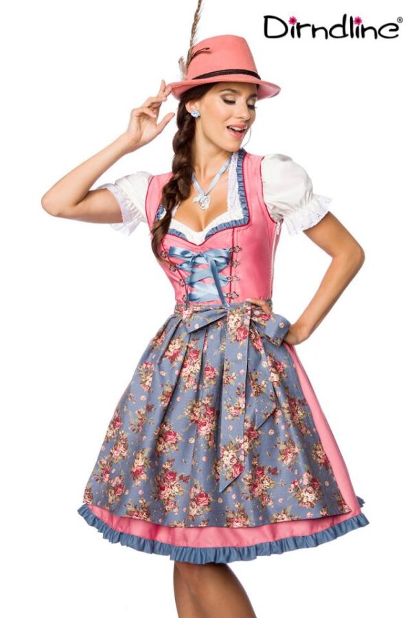 Dirndl romantique avec denim - rose/bleu - XS-Dirndline