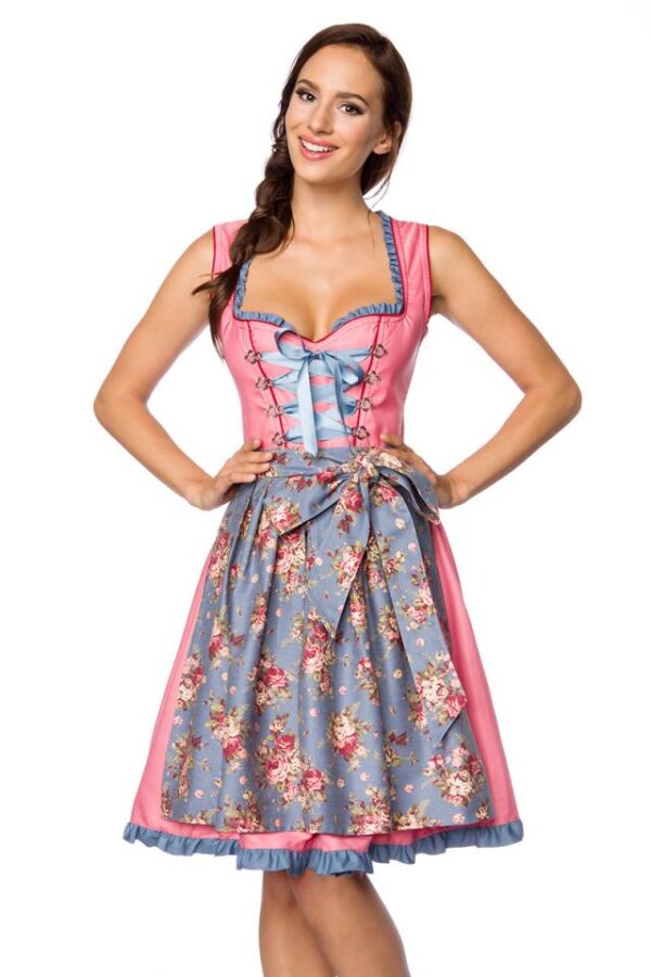 Dirndl romantique avec denim - rose/bleu - XS-Dirndline – Image 3