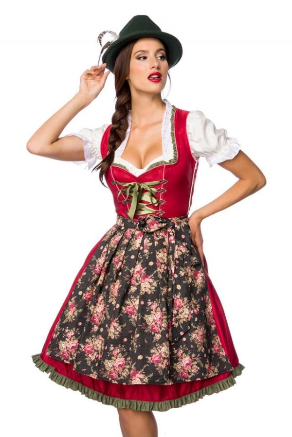 Dirndl romantique avec denim - rouge/vert - S-Dirndline – Image 2