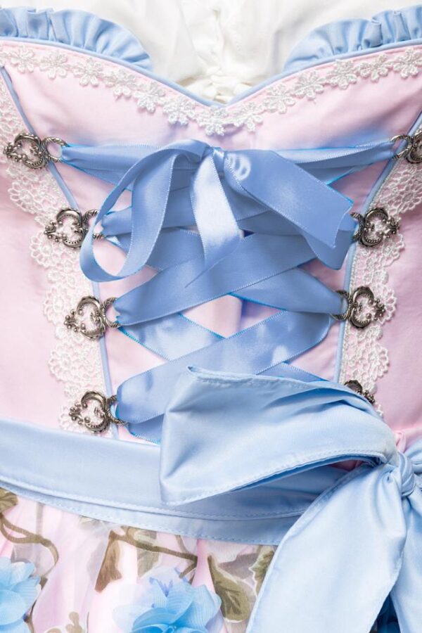 Dirndl avec tablier - rose/bleu - XL-Dirndline – Image 4