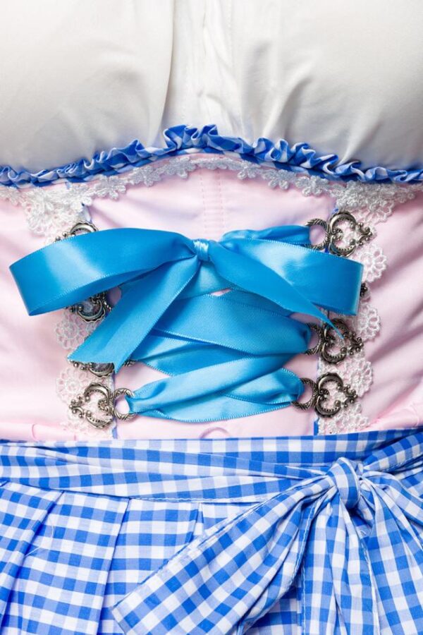 Dirndl romantique sous la poitrine - rose/bleu - XS-Dirndline – Image 4