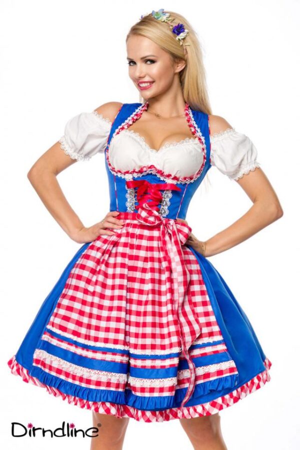 Dirndl avec tablier - bleu/rouge/blanc - S-Dirndline