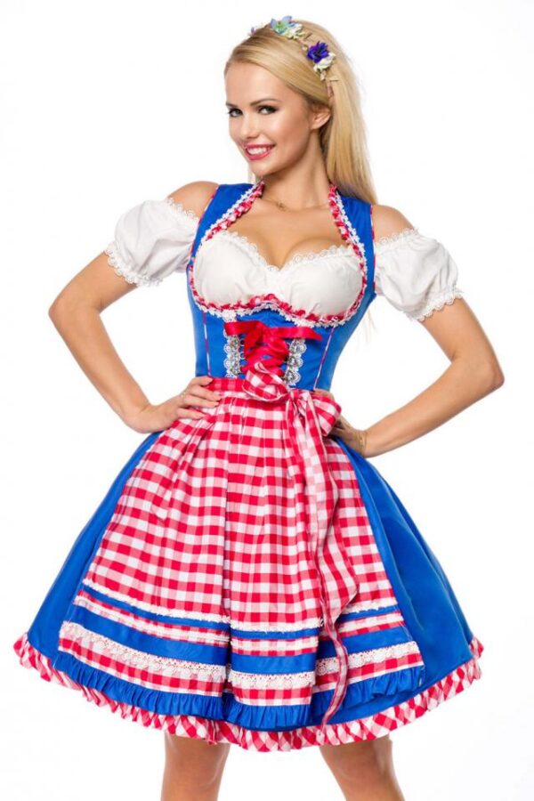 Dirndl avec tablier - bleu/rouge/blanc - S-Dirndline – Image 2