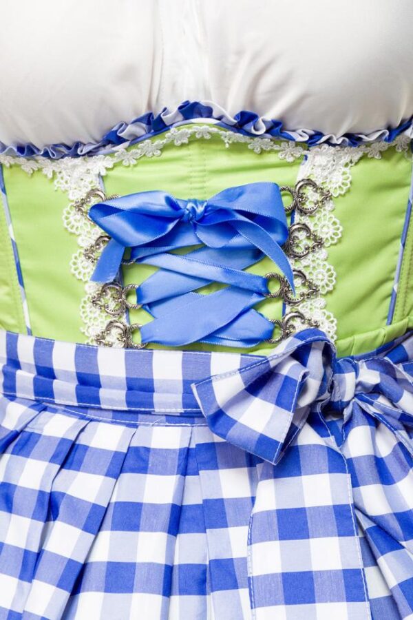 Dirndl avec tablier - vert/bleu/blanc - XS-Dirndline – Image 4