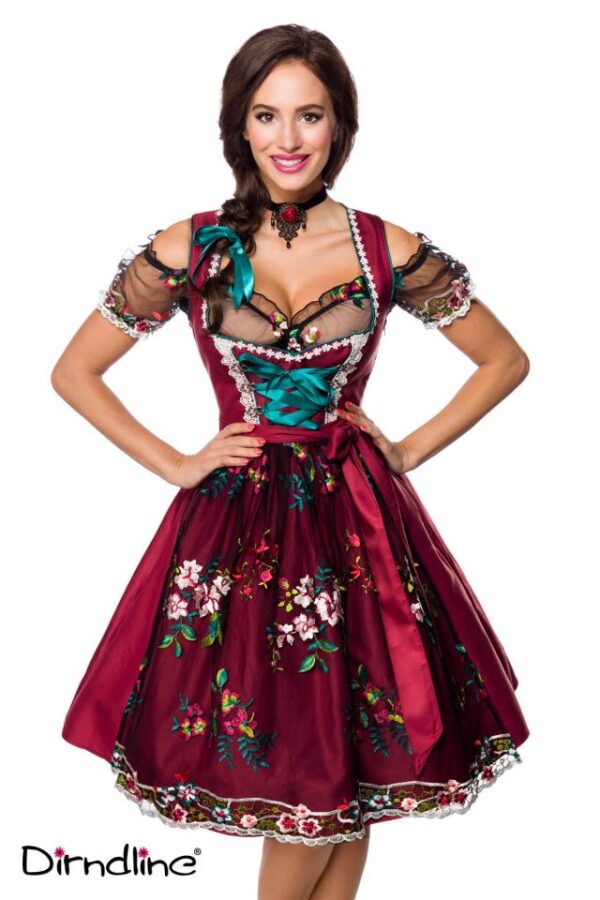 Dirndl avec chemisier - rouge/noir - M-Dirndline