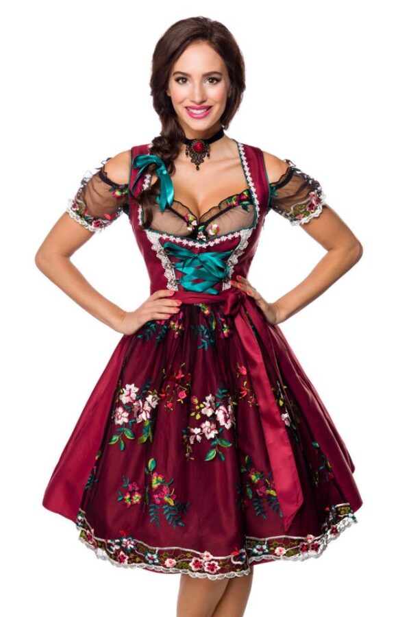 Dirndl avec chemisier - rouge/noir - M-Dirndline – Image 2