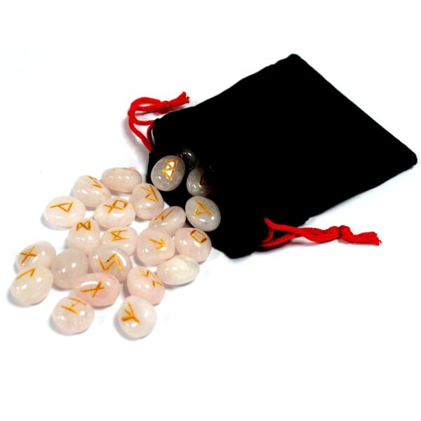 Runes indiennes en pochette - Quartz rose- Vendu par 1 – Image 2