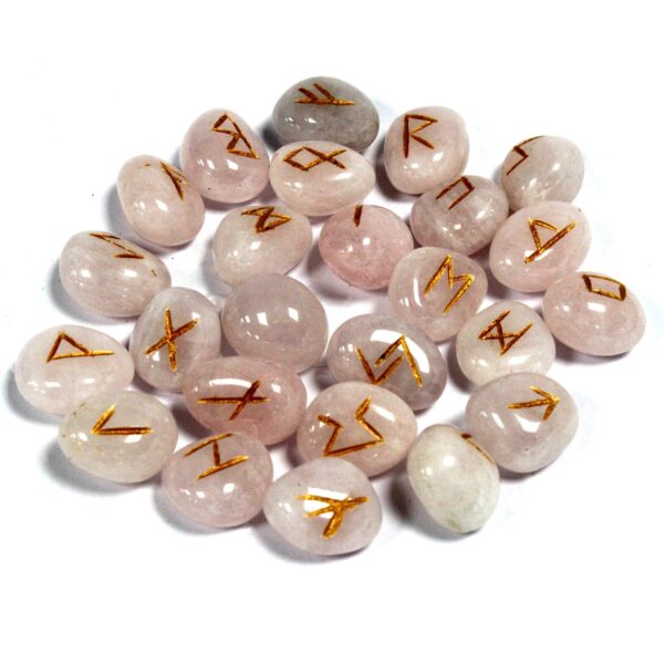 Runes indiennes en pochette - Quartz rose- Vendu par 1