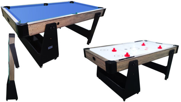 Table de hockey sur air Charlsten Multi / table de billard aspect bois - pliable 2 en 1 – Image 2