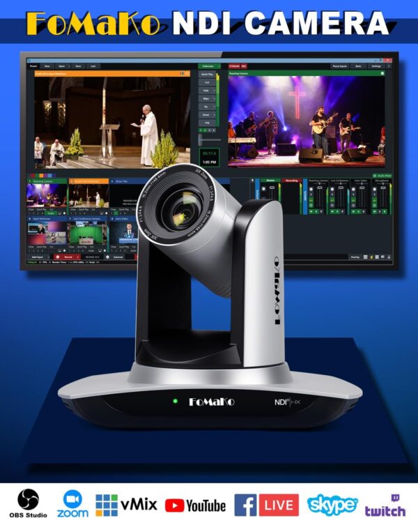 Caméra FoMaKo NDI AI Suivi automatique Caméra PTZ HDMI Zoom optique 30x Caméra IP USB3.0 HDMI PTZ pour services religieux Éducation au culte, PoE 1080P60 FMK30UH NDI - FMK30UH NDI – Image 2