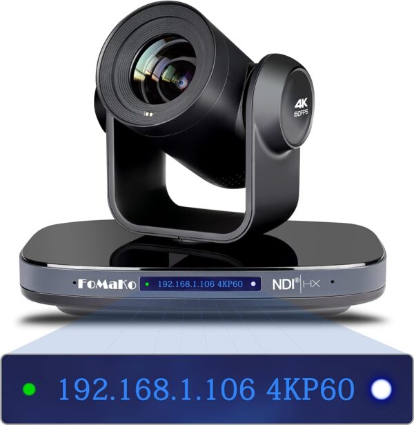 Caméra FoMaKo 4K NDI 60 FPS Zoom optique 20X, caméra PTZ NDI à suivi automatique AI, caméra PTZ USB3.0 3G-SDI HDMI 4K pour les événements de conférence d'éducation de culte d'église, caméra 4K HDR (caméra NDI K820N noire) - K820N