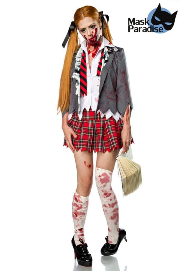 Zombie Schoolgirl - gris/rouge/blanc - SM-Mask Paradise
