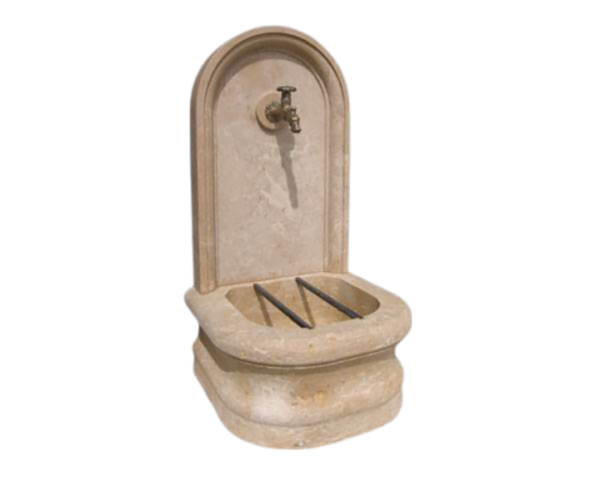 Fontaine en pierre naturelle - Saint-Germain - Finition Vieilli - 50 x 46 x 94 - Ampilly Tigré - COMPTOIR DES PIERRES