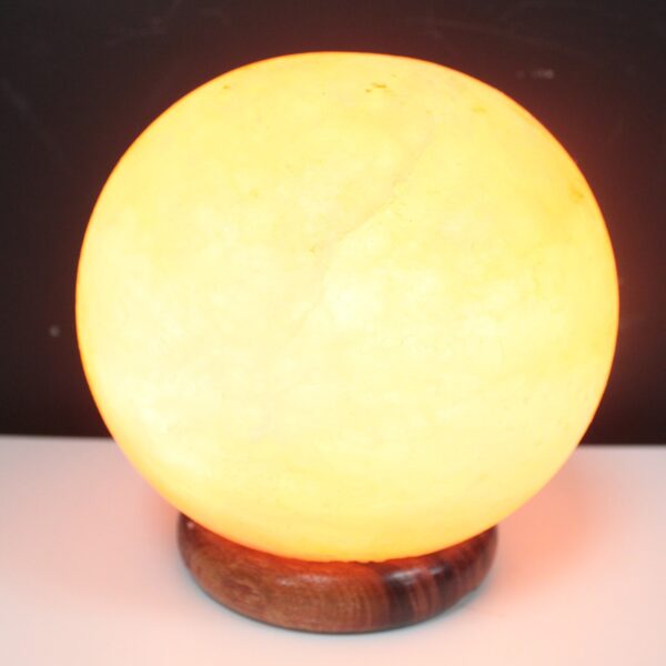 Lampe Boule à Sel - Grand Socle en Bois- Vendu par 1 – Image 2