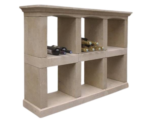 Range bouteille en pierre - Cavis Royal - 9 CASIERS - 3 (largeur) x 3 (hauteur) - Lanvignes Doré Jaune Brossé - COMPTOIR DES PIERRES