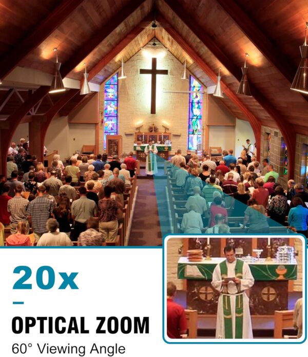 Caméra FoMaKo 4K NDI 60 FPS Zoom optique 20X, caméra PTZ NDI à suivi automatique AI, caméra PTZ USB3.0 3G-SDI HDMI 4K pour les événements de conférence d'éducation de culte d'église, caméra 4K HDR (caméra NDI K820N noire) - K820N – Image 4