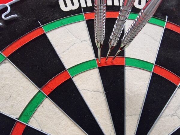 Jeu de fléchettes en acier - cible Winmau Blade 6 + support de fléchettes Roleo + Roleo Surround Red + 2 jeux de flèches – Image 3